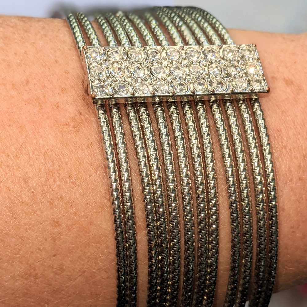 *Bundle and Save* Silver Tone Bangles with Clear Stones - Picture 3 of 4